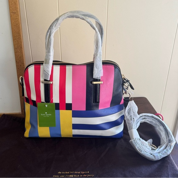 Kate Spade Story Book Cedar Street Flag Stripes Maise Satchel NWT - Picture 7 of 14